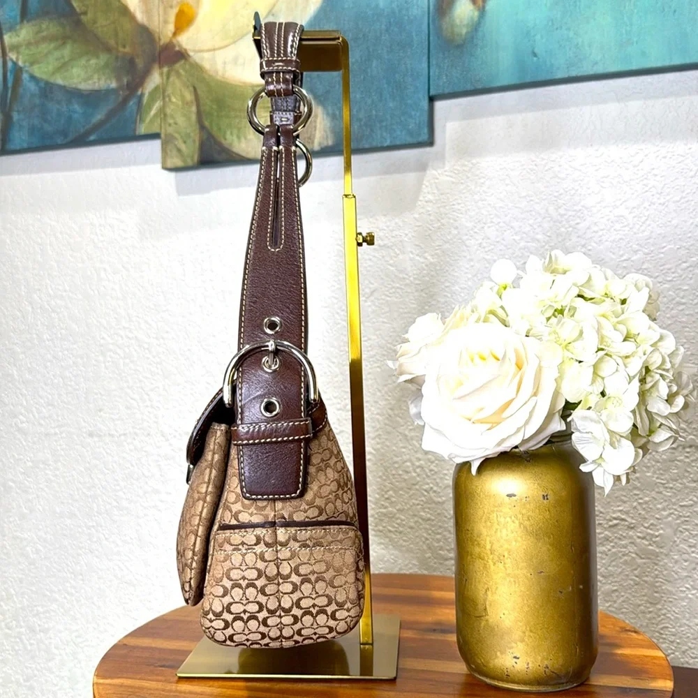 Coach Vintage Beige Brown Monogram Canvas With Brown Suede Soho Shoulder Bag - Picture 8 of 15